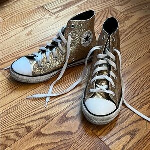 Converse Gold Glitter High-Top Sneakers